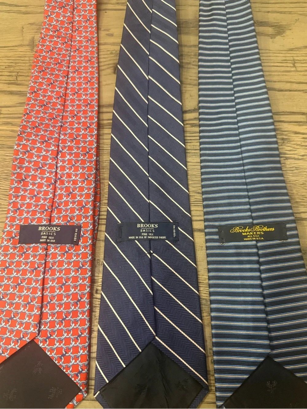 Brooks Brothers Men's Tie Set - Red, Navy & Blue Stripes and Pattern
